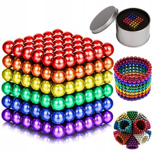 Kulki magnetyczne kolorowe 216 szt. 5 mm + ETUI - obrazek 2