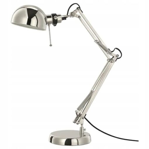 IKEA FORSA LAMPKA BIURKOWA LAMPA NA BIURKO SREBRNA