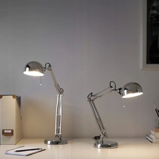 IKEA FORSA LAMPKA BIURKOWA LAMPA NA BIURKO SREBRNA - obrazek 4