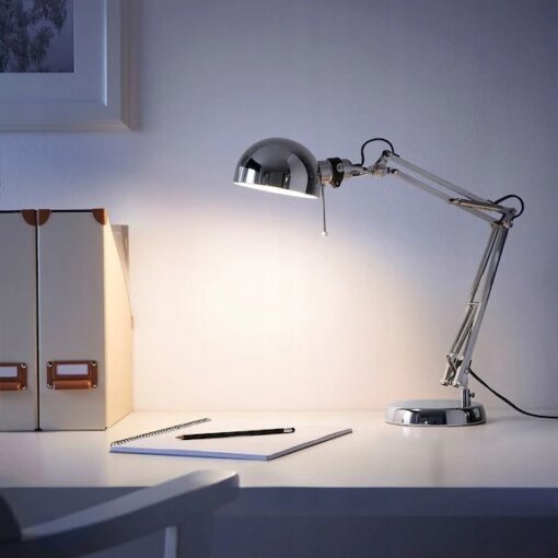 IKEA FORSA LAMPKA BIURKOWA LAMPA NA BIURKO SREBRNA - obrazek 5