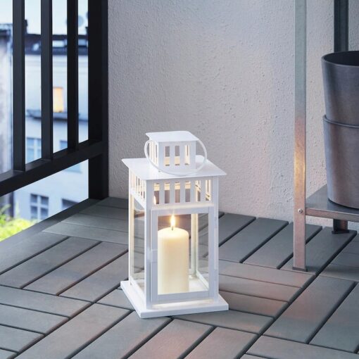IKEA BORRBY LAMPION NA ŚWIECĘ LATARENKA BIAŁA 28CM - obrazek 2