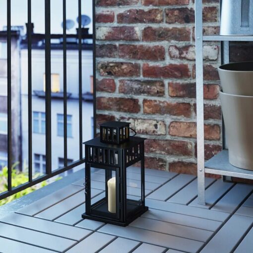 IKEA BORRBY LAMPION NA ŚWIECĘ LATARENKA CZARNY 28 CM - obrazek 2