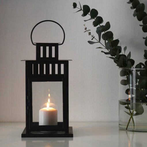IKEA BORRBY LAMPION NA ŚWIECĘ LATARENKA CZARNY 28 CM - obrazek 5