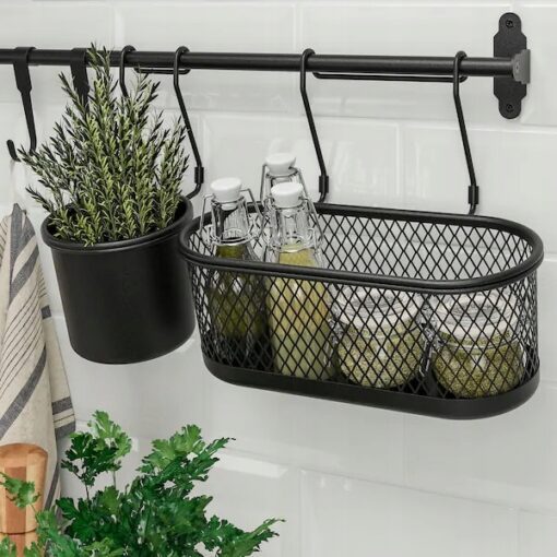 IKEA HULTARP POJEMNIK CZARNY NA RELING 14x16 CM - obrazek 4