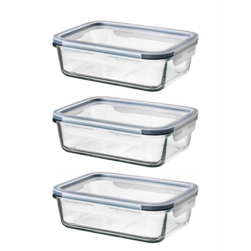 IKEA 365+ POJEMNIKI NA ŻYWNOŚĆ SZKLANE 1l 3 szt.