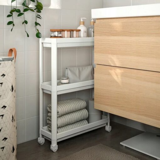 IKEA VESKEN WÓZEK ŁAZIENKOWY REGAŁ BIAŁY 71 CM - obrazek 2