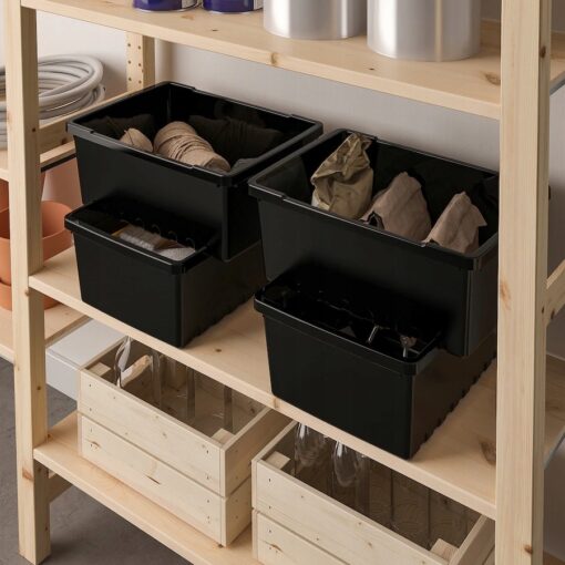 IKEA UPPSNOFSAD POJEMNIK CZARNY 35X25X14 CM 4 SZTUKI - obrazek 3