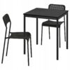 IKEA SANDSBERG/ADDE ZESTAW STÓŁ I 2 KRZESŁA CZARNY 67x67 CM