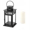 IKEA BORRBY/FENOMEN LAMPION + ŚWIECA BRYŁOWA CZARNY 28 cm