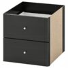 IKEA KALLAX WKŁAD Z 2 SZUFLADAMI REGAŁ CZARNY 33X33 CM