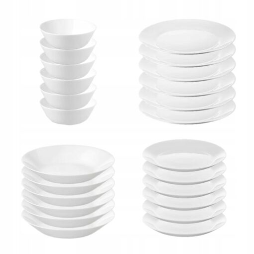 IKEA OFTAST ZESTAW TALERZY I MISEK ZASTAWA STOŁOWA 24 SZT.