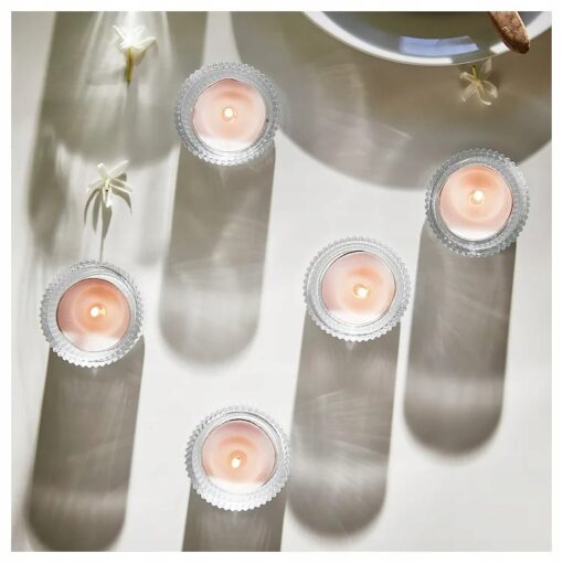 IKEA LUGNARE ZESTAW - ŚWIECZKI TEALIGHT JAŚMIN + TRAWA I ŚWIECZNIKI - obrazek 2