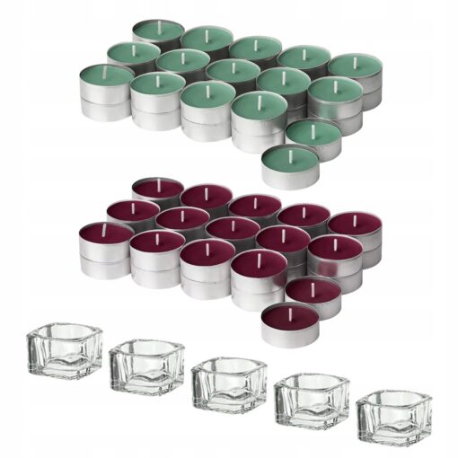 IKEA HEDERSAM ZESTAW - ŚWIECZKI TEALIGHT TRAWA + JAGODY I ŚWIECZNIKI