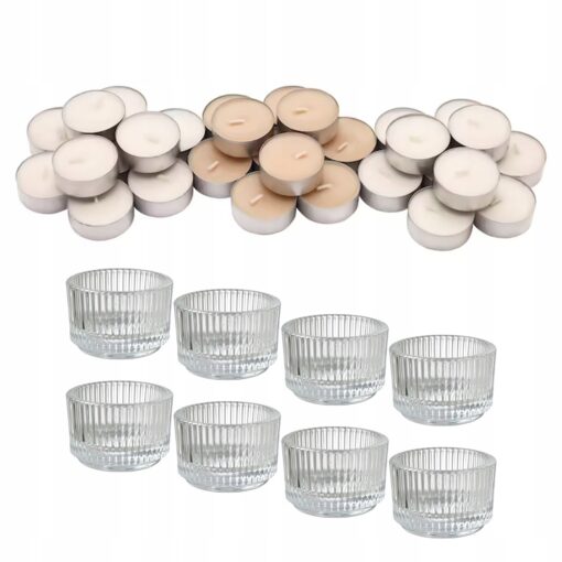 IKEA SINNLIG ŚWIECZKI TEALIGHT PACHNĄCE WANILIĄ + ŚWIECZNIKI