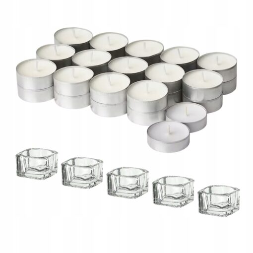 IKEA ADLAD ŚWIECZKI TEALIGHT PACHNĄCE LASAMI + ŚWIECZNIKI