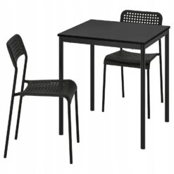 IKEA SANDSBERG/ADDE ZESTAW STÓŁ I 2 KRZESŁA CZARNY 67x67 CM