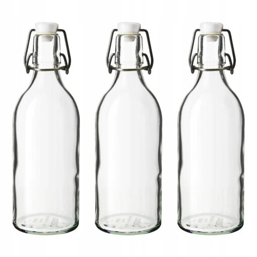 IKEA KORKEN 3 X BUTELKA Z KAPSLEM SZKŁO 500 ML 3 SZTUKI
