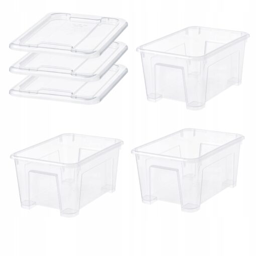 IKEA SAMLA ZESTAW 3 X PUDEŁKO POJEMNIK Z POKRYWKĄ 28x19x14CM
