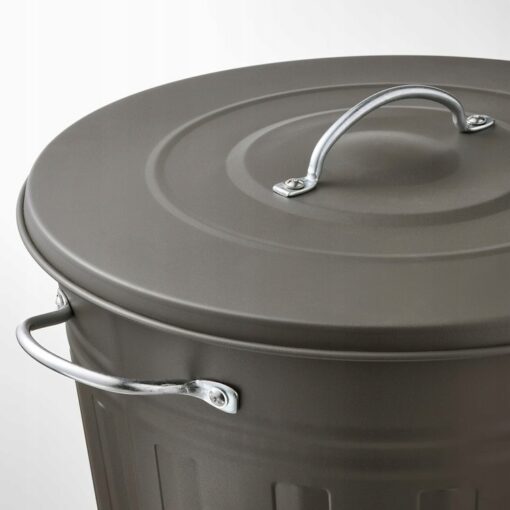 IKEA KNODD KOSZ METALOWY Z POKRYWKĄ SZARY 40 L - obrazek 5