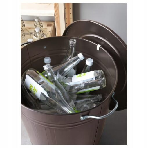 IKEA KNODD KOSZ METALOWY Z POKRYWKĄ SZARY 40 L - obrazek 3