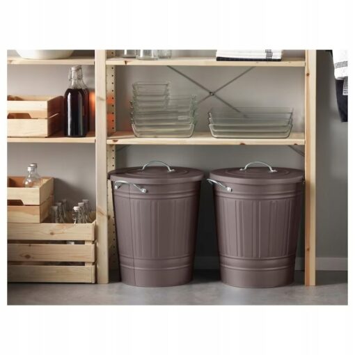 IKEA KNODD KOSZ METALOWY Z POKRYWKĄ SZARY 40 L - obrazek 4
