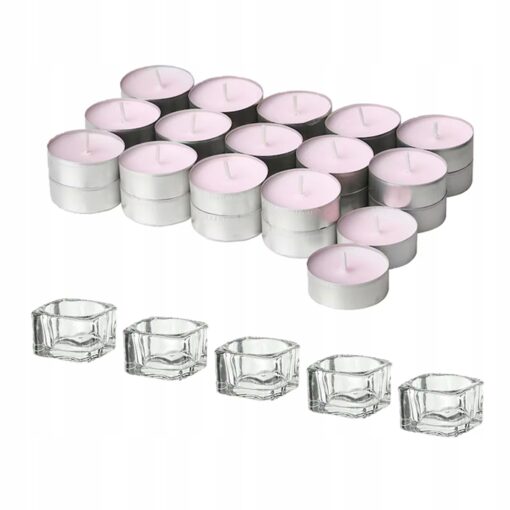 IKEA LUGNARE ŚWIECZKI TEALIGHT PACHNĄCE JAŚMIN + ŚWIECZNIKI