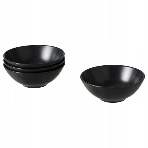 IKEA FARGKLAR ZESTAW MISEK MISKA 4 SZT CZARNE MAT 16 CM