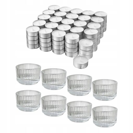 IKEA GLIMMA ZESTAW ŚWIEC TEALIGHTY + ŚWIECZNIKI