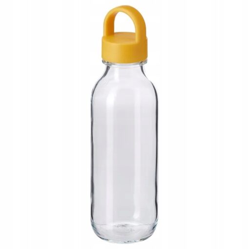 IKEA FORMSKON BUTELKA NA WODĘ SZKŁO BEZBARWNE / ŻÓŁTA 0.5 L