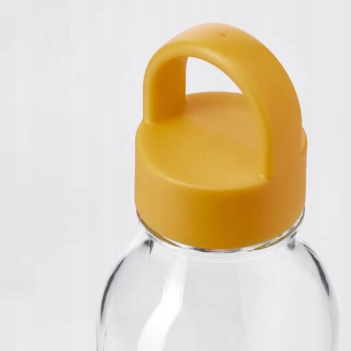 IKEA FORMSKON BUTELKA NA WODĘ SZKŁO BEZBARWNE / ŻÓŁTA 0.5 L - obrazek 5