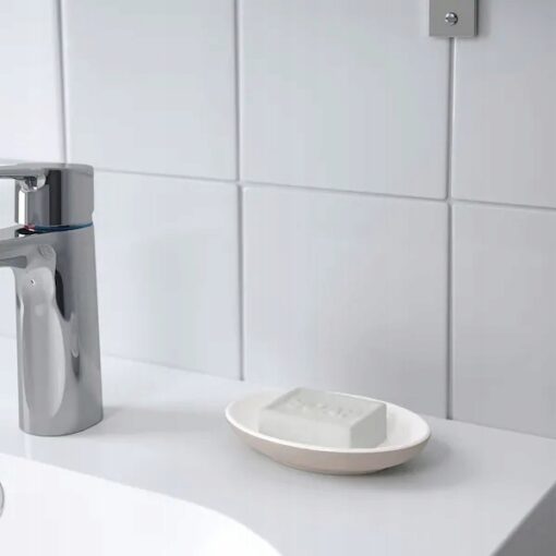 IKEA EKOLN KOMPLET ŁAZIENKOWY - KUBEK DOZOWNIK PODSTAWKA BEŻOWY - obrazek 4