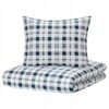 IKEA SPIKVALLMO KOMPLET POŚCIELI BIAŁY / NIEBIESKI 150X200 / 50X60