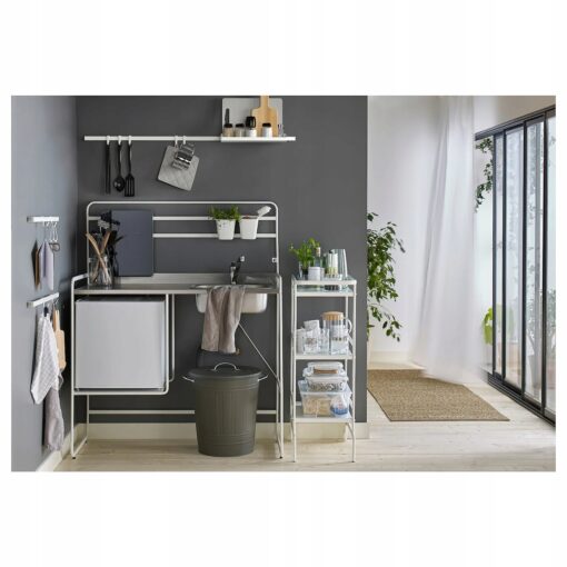 IKEA KNODD KOSZ METALOWY Z POKRYWKĄ SZARY 16 L - obrazek 2