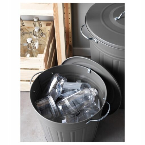 IKEA KNODD KOSZ METALOWY Z POKRYWKĄ SZARY 16 L - obrazek 5