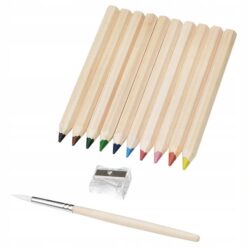 IKEA MALA KREDKI DREWNIANE + TEMPERÓWKA + PĘDZEL 10 SZT.