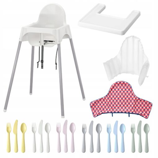 IKEA ANTILOP/KALAS ZESTAW DO KARMIENIA - KRZESEŁKO + TACKA + SZTUĆCE +PODUSZKA