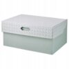IKEA HYVENS POJEMNIK Z POKRYWĄ SZARY/ZIELONY BIAŁY 33X23X15 CM