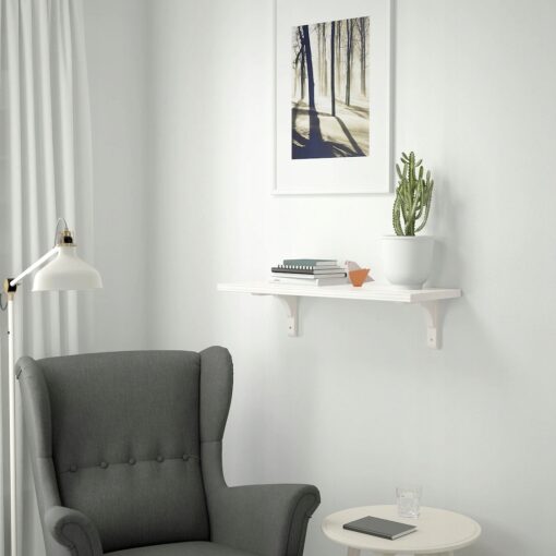 IKEA BERGSHULT/RAMSHULT PÓŁKA ŚCIENNA + WSPORNIK BIAŁE 80x30 CM - obrazek 3