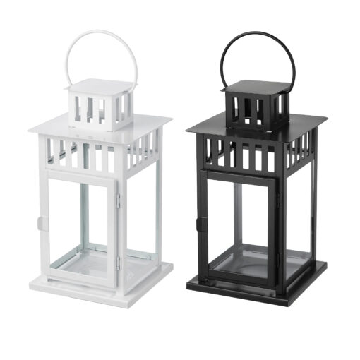 IKEA BORRBY ZESTAW 2X LAMPION NA ŚWIECE BIAŁY + CZARNY 28 CM