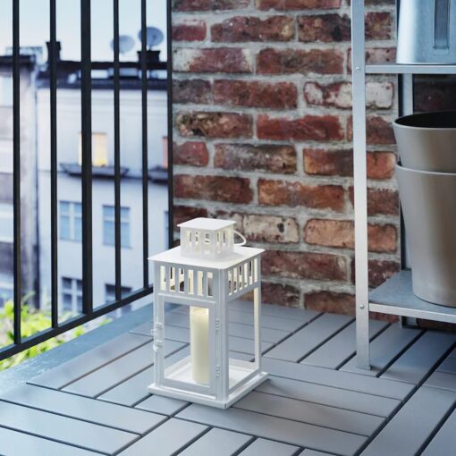 IKEA BORRBY ZESTAW 2X LAMPION NA ŚWIECE BIAŁY + CZARNY 28 CM - obrazek 4