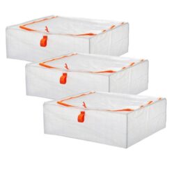 IKEA PARKLA ZESTAW 3X POJEMNIK NA UBRANIA POŚCIEL BIAŁY 55x49x19