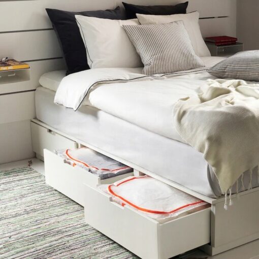 IKEA PARKLA ZESTAW 3X POJEMNIK NA UBRANIA POŚCIEL BIAŁY 55x49x19 - obrazek 3