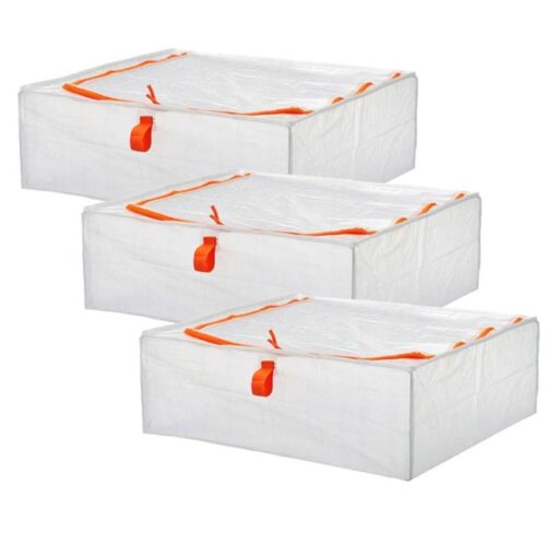 IKEA PARKLA ZESTAW 3X POJEMNIK NA UBRANIA POŚCIEL BIAŁY 55x49x19