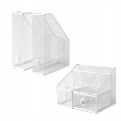 IKEA DRONJONS ZESTAW ORGANIZERÓW BIURKOWYCH 3 SZT BIAŁE