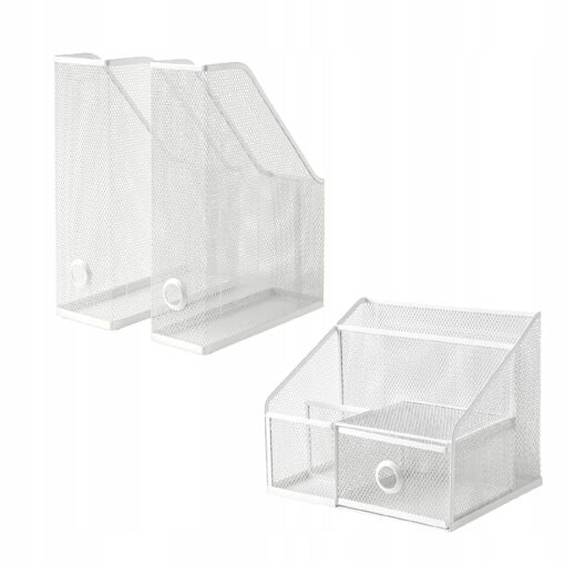 IKEA DRONJONS ZESTAW ORGANIZERÓW BIURKOWYCH 3 SZT BIAŁE