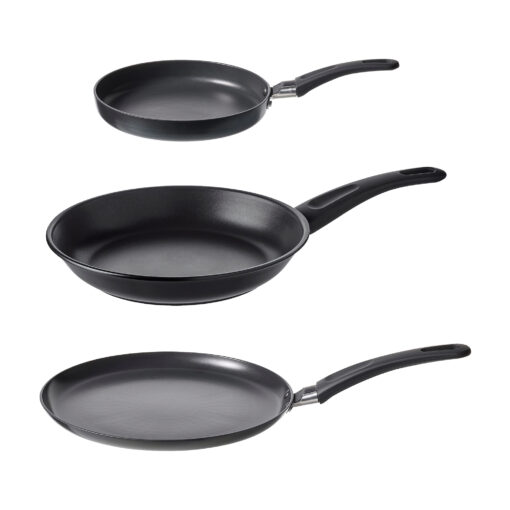 IKEA HEMLAGAD ZESTAW PATELNI TEFLONOWYCH NA INDUKCJE 3 SZT.