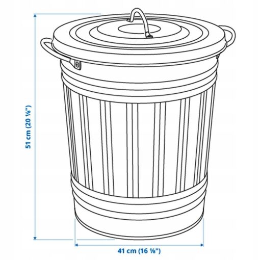 IKEA KNODD KOSZ METALOWY Z POKRYWKĄ SZARY 40 L - obrazek 6