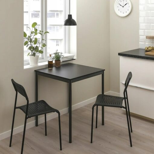 IKEA SANDSBERG/ADDE ZESTAW STÓŁ I 2 KRZESŁA CZARNY 67x67 CM - obrazek 2
