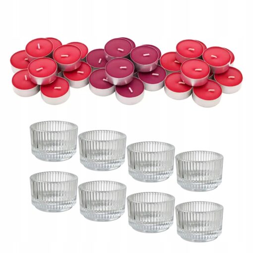 IKEA SINNLIG ŚWIECZKI TEALIGHT PACHNĄCE OWOCE + ŚWIECZNIKI