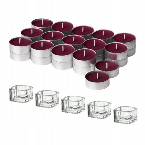 IKEA STORTSKON ŚWIECZKI TEALIGHT PACHNĄCE JAGODY + ŚWIECZNIKI